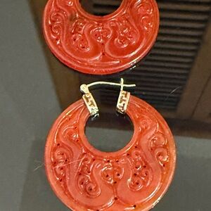 Elegant Red Circular Earrings
